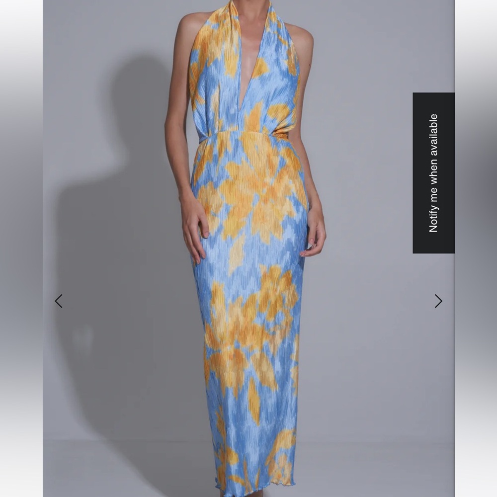 Blue and Yellow Halter Maxi Gown